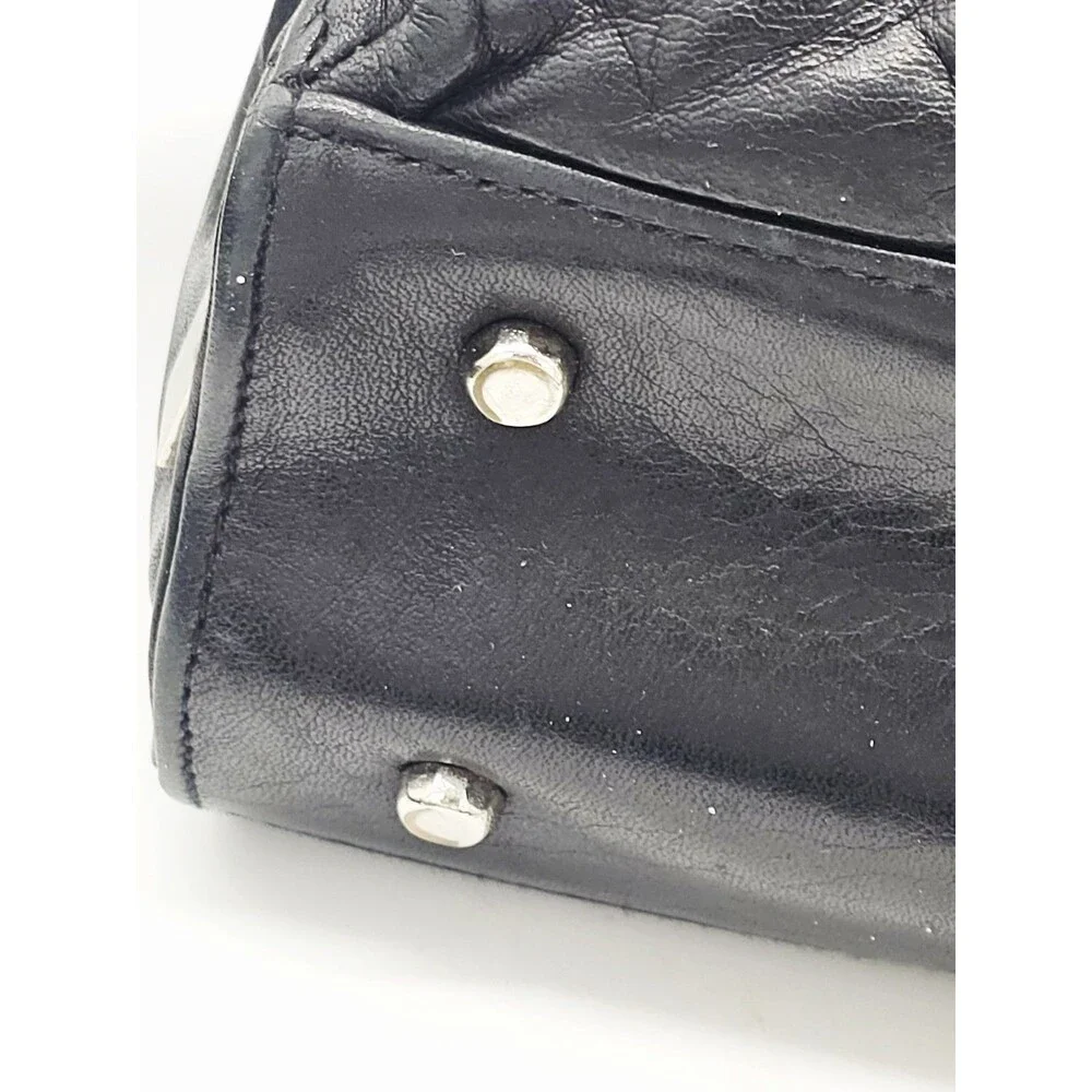 Perlina New York Leather Purse Black Shoulder Bag Pockets Vintage Designer